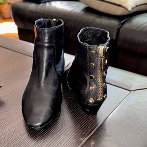 Black Leather Ankle Boots